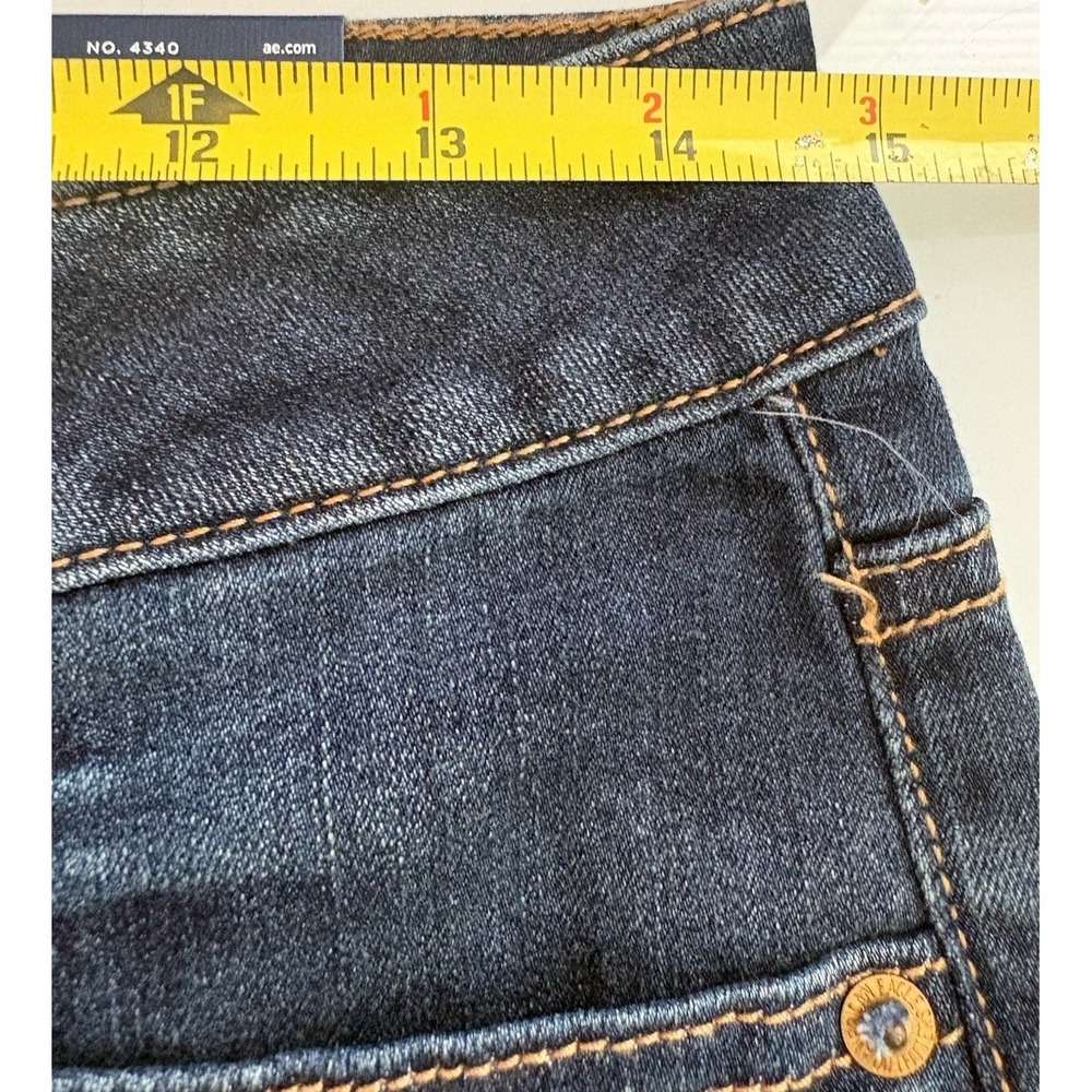 New American Eagle AEO Low Rise Super Stretch Denim Shortie Dark Wash 4 - Picture 7 of 8